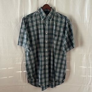 Men’s Ralph Lauren Blue Plaid Short Sleeve Collar Button Down Blaire Size M